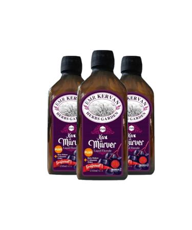 Emr Kervan Herbs Garden Black Elderberry Extract & Beta Glaucoma & Vitamin C & Zinc 250ml 3 Pieces