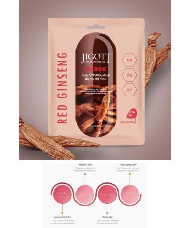 Jigott Red Ginseng Pore Tightening Moisturizing and Repairing Real Ampoule Mask - Buy Online on GoSupps.com