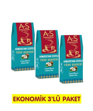 AS Kurukahvecisi Coconut Turkish Coffee 100 Gr. X 3 Pieces