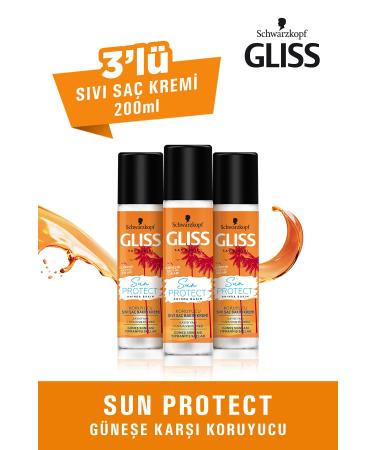 Gliss Sun Protect Sun Protection Leave-In Liquid Hair Conditioner 200 ML 3-Pack