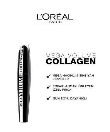 L'Oreal Paris Mega Volume Collagene 24h Black Mascara - Buy Online on GoSupps.com