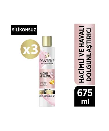 Pantene Sulfate-Free Volumizing Shampoo Biotin & Rose Water 675ml (225ML X 3)