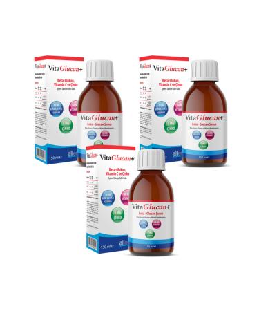 Allergo 3 Pieces Vitaglucan 150 ml Syrup Beta Glucan and Vitamin C Zinc