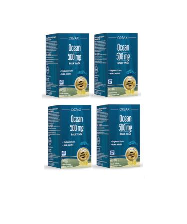 Orzax Pure Fish Oil Omega 3 - 500 Mg 60 Capsules - Lemon Flavor X4 Pieces