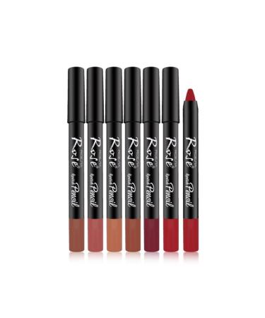 Rose 6-Piece Matte Lipstick Pencil Lipstick Set No:01