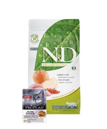 Farmina Nd Prime Apple Adult Cat Food + 1 Pro Plan Wet Food - 1.5 Kg