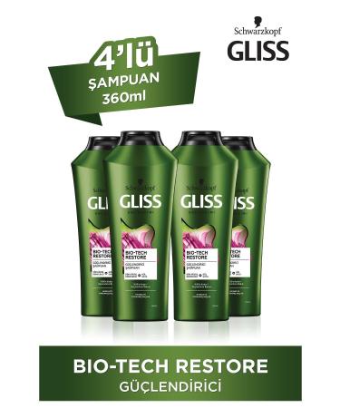 Gliss Schwarzkopf Bio-tech Strengthening Shampoo 360 Ml X 4