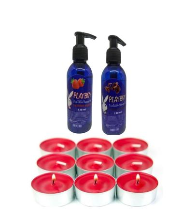 Playboy Aromatherapy Spa Candle Gift Edible Vanilla & Chocolate Body Massage Oil 120 Ml