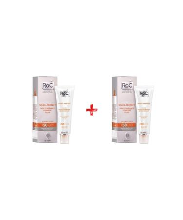 Roc Sun Cream for Sensitive Skin -soleil Protect High Tolerance Comfort Fluid Spf 50 2 Pieces