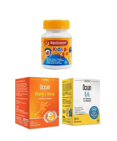 Redoxon C D and Zinc Support for Children 60 Chewable T.+ Vitamin C 30 T.+ D3 K2 Vitamin Drops 20 Ml