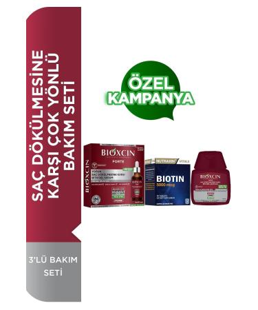 Bioxcin Forte Serum 3-Pack Care Set Multi-Purpose Care Set Against Hair Loss Serum+shampoo+biotin