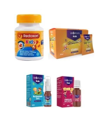 Redoxon Kids 60 Tablets (c D Zinc) + Kids Vitamin B12 5ml + Kids Vitamin C 30 Sachet + Kids D3 20 Ml