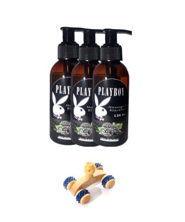 Playboy Aromatherapy Edible Blackberry Flavored 3 Pieces Body Massage Oil 120m + Massage Tool Gift