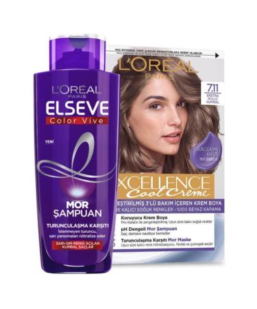 L'Oreal Paris Excellence Cool Creme 7.11 Purple Shampoo Set