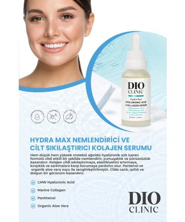 Dio Clinic Hyaluronic Acid & Collagen Serum Targeting Moisturizing and Skin Tightening - Buy Online on GoSupps.com