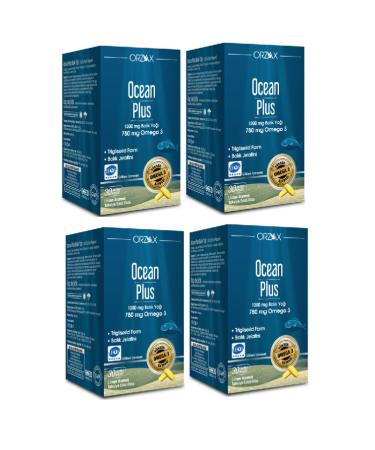 Orzax Pure Fish Oil - Ocean Plus Omega 3 1200 Mg 30 Capsules X4 Pieces