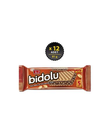Eti Bidolu Cocoa Cream Peanut Piece Wafer 81 g x 12 Pieces
