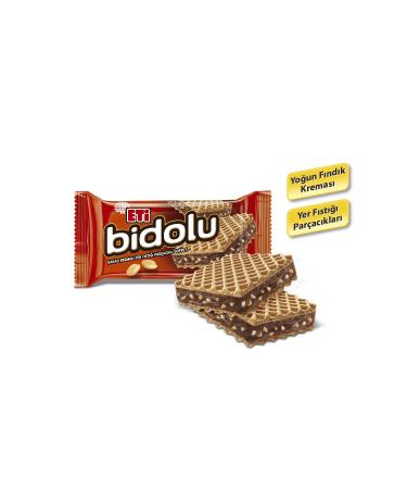 Eti Bidolu Cocoa Cream Peanut Piece Wafer 81 g x 12 Pieces - Buy Online on GoSupps.com