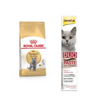 Royal Canin British Shorthair Adult Cat Food 2 Kg + Gimcat Duo Paste Chicken Anti-hairball Malt 50gr