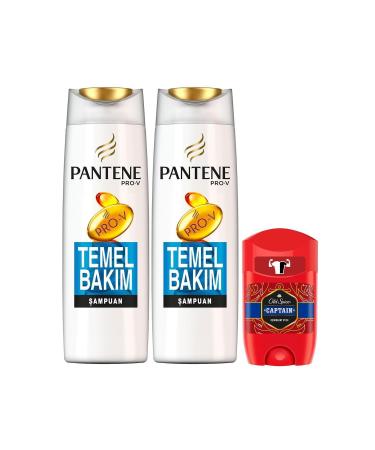Pantene Shampoo Basic Care 500 Ml X 2 Pieces + Old Spice Deo Stick 50 Ml Captain