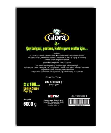 Glora Teapot Filtering Tea Bag 6000Gr (100 Pieces x 30Gr x 2 Packages) - Buy Online on GoSupps.com