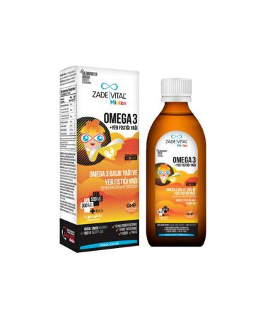Zade Vital Miniza Omega 3 - Liquid Food Supplement Containing Peanut Oil (Lemon Flavored) 150 Ml