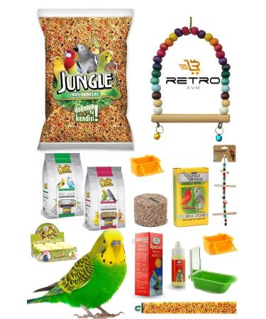 RETROAVM Jungle 13 Piece Budgie Food Care and Vitamin Set