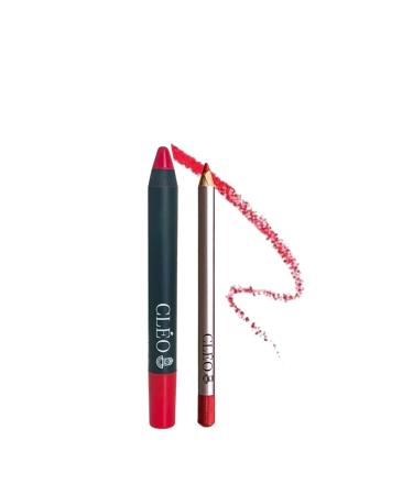 Cleo Cosmetics 2 in 1 Waterproof Matte Lipstick & Lip Liner (RED) - Buy Online on GoSupps.com