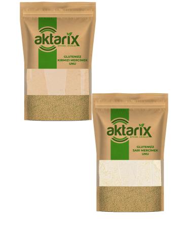 Aktarix 2-Piece Gluten-Free Lentil Flour Set 1 Kg Yellow + 1 Kg Red Lentil Flour Total 2 Kg