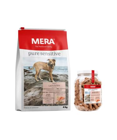 Mera Pure Sensitive Adult Salmon Dog Food 4 kg and Salmon Reward Biscuit 600 gr