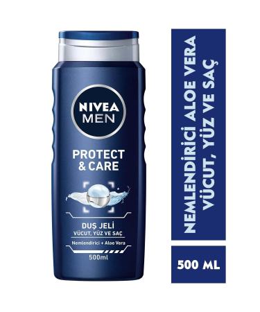 NIVEA Men Protect&Care Shower Gel 500 ml 3 in 1 Complete Care for Body Hair and Face