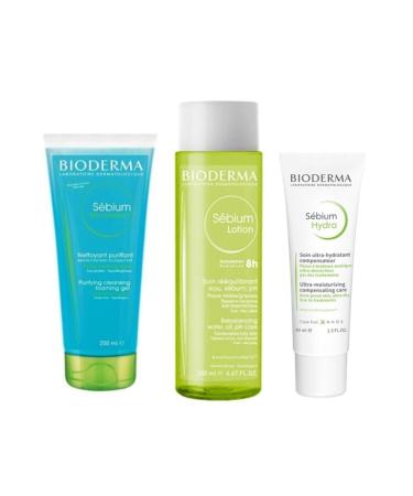 Bioderma Sebium Foaming Gel Tube 200 Ml + Sebium Lotion 200 Ml + Sebium Hydra Cream 40