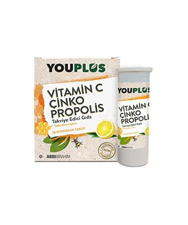 Youplus Brand: Vitamin C Zinc Propolis 20 Effervescent Tablets Category: Mineral
