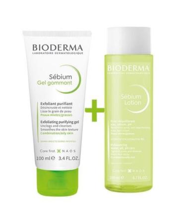 Bioderma Sebium Gel Gommant Exfoliating Purifying Gel 100 Ml + Sebium Lotion 200 Ml