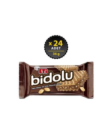 Eti Bidolu Hazelnut Cream Peanut Piece Wafer 36 g x 24 Pieces