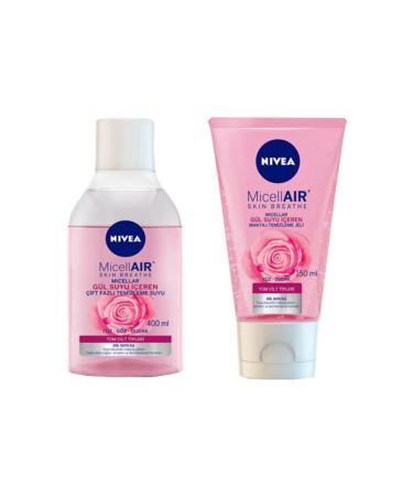 NIVEA Rose Water Make-Up Remover Gel 150 ml + Rose Water Dual Phase Make-Up Remover Water 400 ml