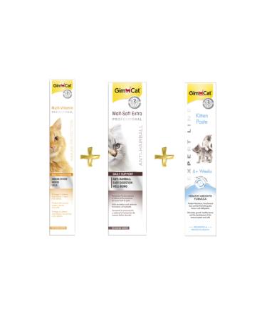 Gimcat Multivitamin Paste 100gr + Anti-hairball Malt 100gr + Kitten Paste 50gr