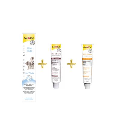Gimcat Kitten Paste Calcium 50 gr + Anti-Hairball Malt 20 gr + Multivitamin Paste 20 gr