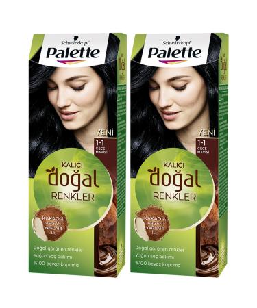 Schwarzkopf 2-Palette Naturel 1-1 Midnight Blue - Hair Dye Oil Care Permanent Natural Colors