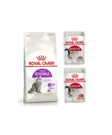 Royal Canin Sensible 33 Digestive Sensitivity Cat Dry Food 2 kg + 2 Instinctive Wet Food 85 gr