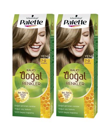 Schwarzkopf 2-Palette Naturel 7-0 Honey - Hair Dye Oil Care Permanent Natural Colors