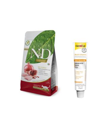 N & D Nd Grain-Free Sterilized Adult Cat Food 1.5 Kg + Gimcat Paste Cat Paste 20gr