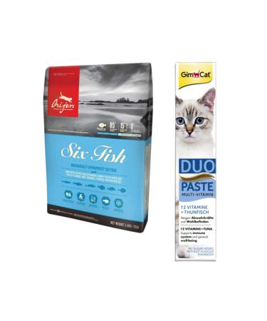 Orijen SIX FISH Adult and Kitten Cat Food 1.8 Kg + Gimcat Duo Paste Tuna Fish Multi Vitamin 50gr