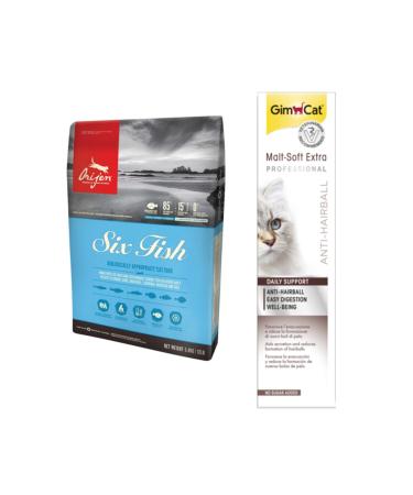 Orijen SIX FISH Adult and Kitten Cat Food 1.8 kg Gimcat Anti-hairball Malt Paste Cat Paste 100gr