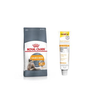 Royal Canin Dry Food for Adult Cats with Sensitive Fur 2 kg + Gimcat Multi Vitamin Paste Cat Paste 20 g