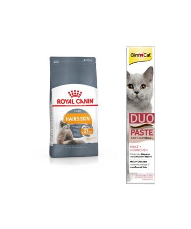 Royal Canin Dry Food for Sensitive Adult Cats 2 kg + Gimcat Duo Paste Chicken Anti-hairball Malt 50 gr