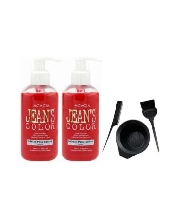 Acacia Jeans Color Hair Dye Salmon 250ml 2pcs And Fluweel Hair Dye Container Set