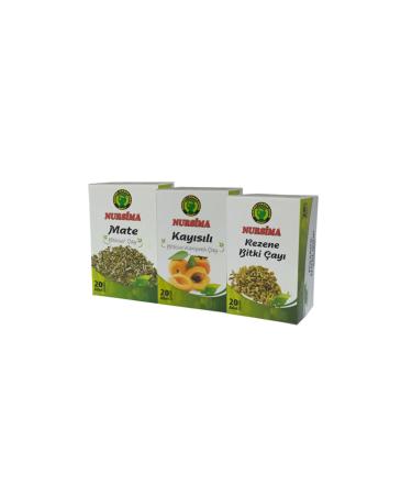 Nursima Mate Tea Herbal Tea Set 3 Pieces X 20 Pieces