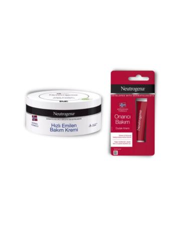 Neutrogena Norwegian Formula Fast Absorbing Care Cream 200 ml Repair Care Lip Balm 15 ml