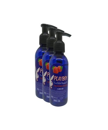 Playboy Pure Edible Massage Oil 120ml Strawberry Flavored Massage Oil 3 Pieces